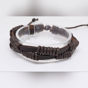 Men's leather bracelet layered brown‎ new e18